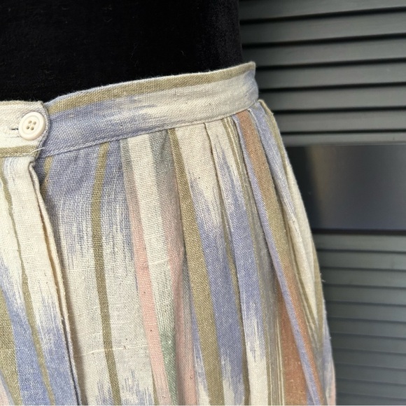Vintage Ikat Midi Button Down Skirt, 100% Cotton, Textured, Pockets, Size Small - Picture 4 of 12